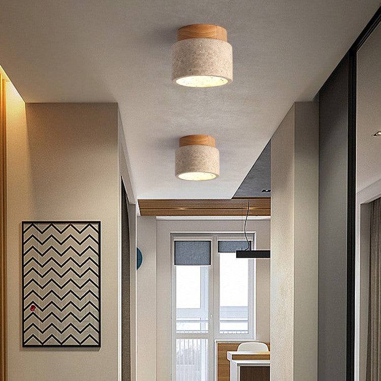 Ceiling Light Hallway | Wooden Cylinder